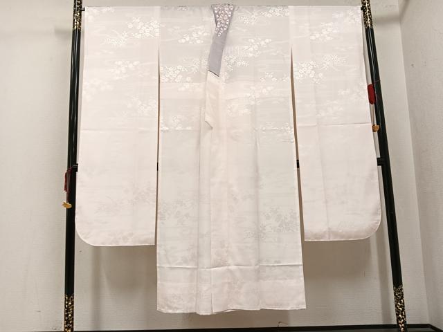 平和屋着物●振袖用長襦袢 無双仕立て 草花地紋 桜色 半衿刺繍 洗える着物 未使用 AABJ0026ph