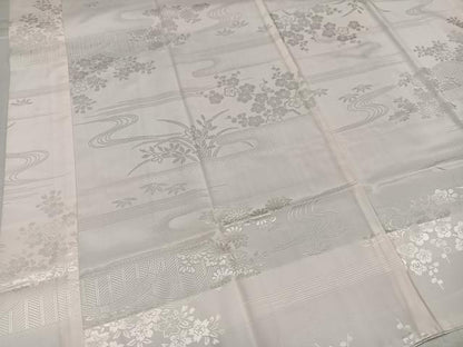 平和屋着物●振袖用長襦袢 無双仕立て 草花地紋 桜色 半衿刺繍 洗える着物 未使用 AABJ0026ph