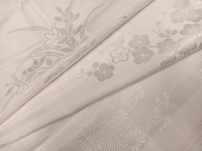 平和屋着物●振袖用長襦袢 無双仕立て 草花地紋 桜色 半衿刺繍 洗える着物 未使用 AABJ0026ph