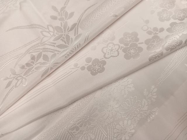 平和屋着物●振袖用長襦袢 無双仕立て 草花地紋 桜色 半衿刺繍 洗える着物 未使用 AABJ0026ph