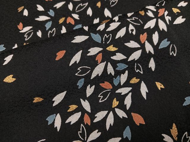 平和屋着物●上質な小紋 夜桜 黒地 金彩 三越扱い 正絹 逸品 AABJ0027ph