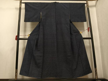 平和屋着物●お召 横段文 正絹 逸品 AABJ0028ph