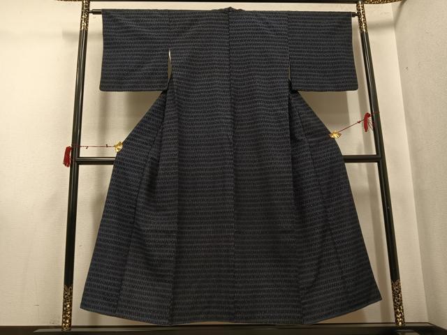 平和屋着物●お召 横段文 正絹 逸品 AABJ0028ph