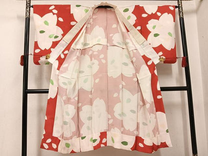 平和屋着物●長襦袢　無双仕立て　舞桜　ゑり善扱い　正絹　逸品　未使用　AABJ0031ph