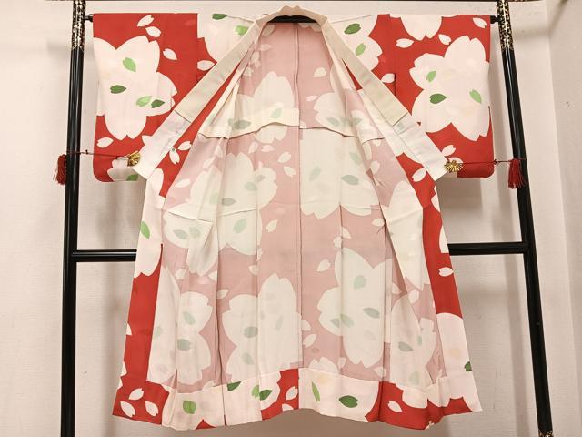平和屋着物●長襦袢　無双仕立て　舞桜　ゑり善扱い　正絹　逸品　未使用　AABJ0031ph