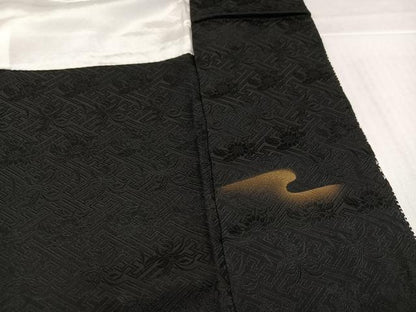 平和屋着物●訪問着　駒刺繍　絞り　枝梅　黒地　金銀彩　正絹　逸品　AABJ0033ph