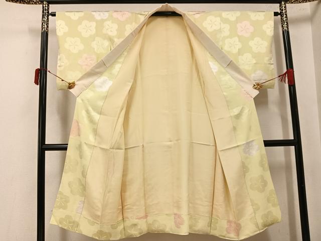 平和屋着物●長襦袢　袷　絞り　地紋起こし　梅地紋　正絹　逸品　未使用　AABJ0034ph