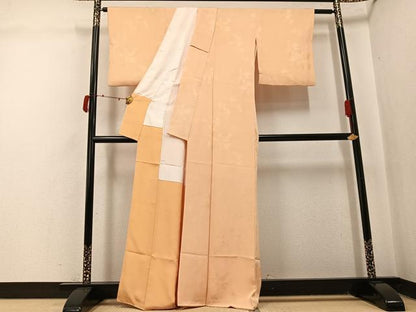 平和屋着物●上質な色無地　枝花地紋　雄黄色　正絹　逸品　AABJ0035ph