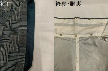 平和屋着物●上質な紬　幾何学文様　正絹　逸品　AABJ0036ph