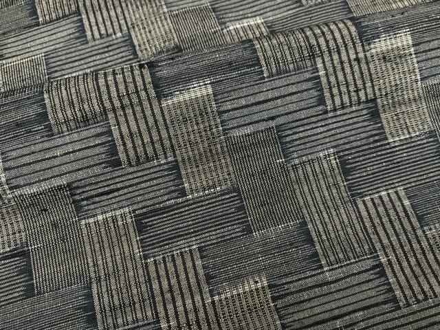 平和屋着物●上質な紬　幾何学文様　正絹　逸品　AABJ0036ph
