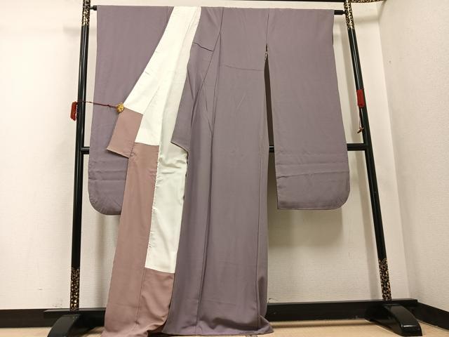 平和屋着物●豪華振袖　色無地　胡桃染色　正絹　逸品　AABJ0040ph