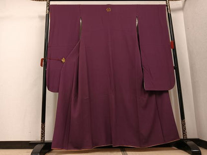 平和屋着物●豪華振袖　色無地　紫鳶色　正絹　逸品　AABJ0041ph