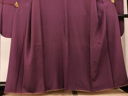 平和屋着物●豪華振袖　色無地　紫鳶色　正絹　逸品　AABJ0041ph