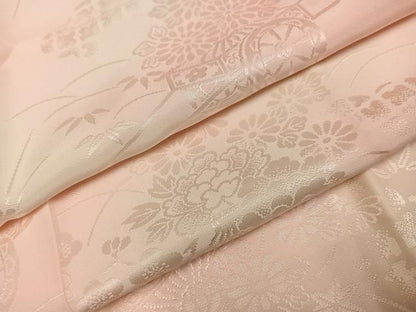 平和屋着物●振袖用長襦袢　袷　花車地紋　暈し染め　正絹　逸品　AABJ0042ph