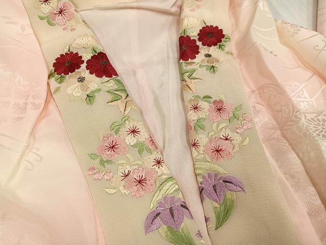 平和屋着物●振袖用長襦袢　袷　花車地紋　暈し染め　正絹　逸品　AABJ0042ph