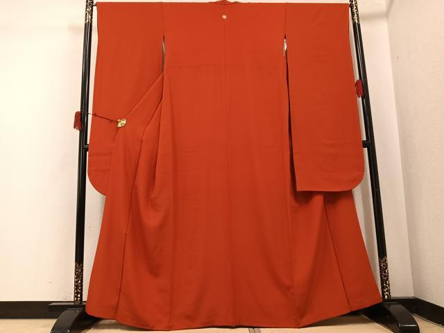 平和屋着物●豪華振袖　色無地　赤丹色　正絹　逸品　AABJ0043ph