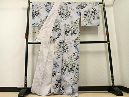 平和屋着物●小紋 草花文 洗える着物 AABJ0048ph