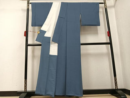 平和屋着物●上質な色無地 藍墨茶色 正絹 逸品 AABJ0049ph