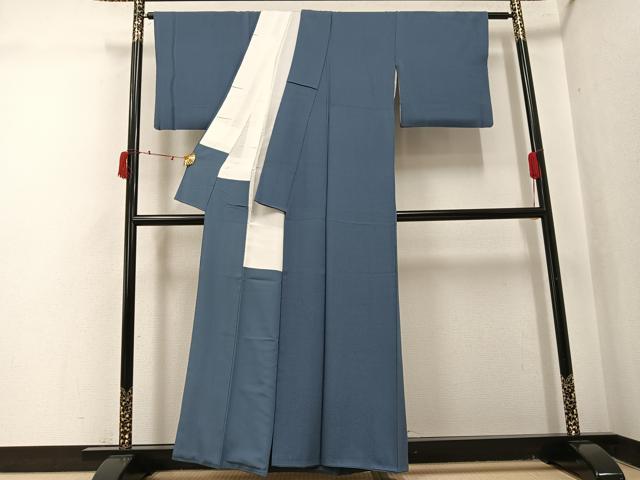 平和屋着物●上質な色無地 藍墨茶色 正絹 逸品 AABJ0049ph