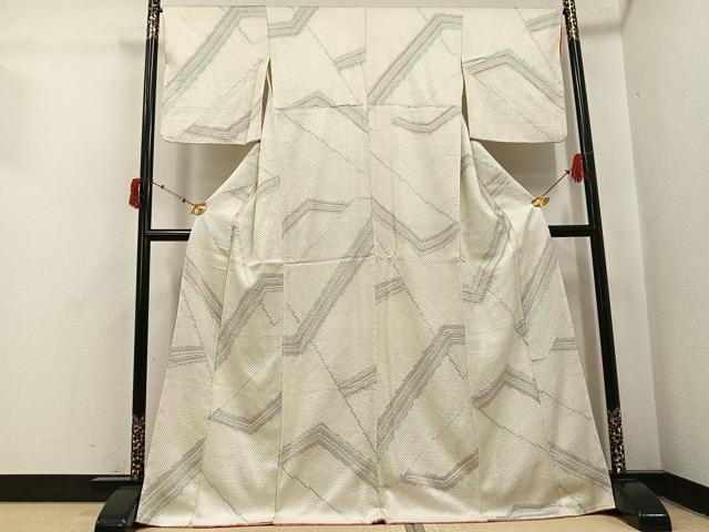 平和屋着物●上質な小紋　総絞り　幾何学文様　正絹　逸品　AABJ0053ph