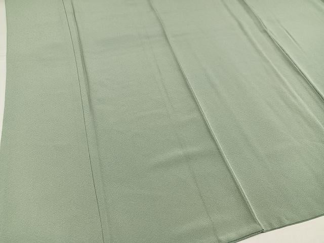 平和屋着物●上質な色無地 京の名水染 山葵色 反端付き 正絹 逸品 AABJ0054ph