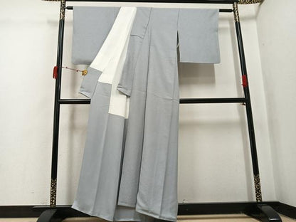 平和屋着物●上質な色無地 霞地紋 蕎麦切色 正絹 逸品 AABJ0055ph