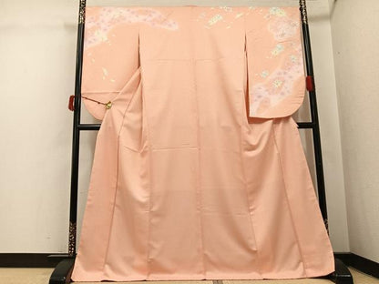 平和屋着物●小振袖 二尺袖 舞花文 ロング丈 洗える着物 AABJ0056ph