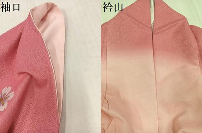 平和屋着物●小振袖 舞桜 暈し染め 金彩 洗える着物 AABJ0057ph