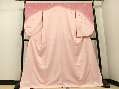 平和屋着物●小振袖 舞桜 暈し染め 金彩 洗える着物 AABJ0057ph