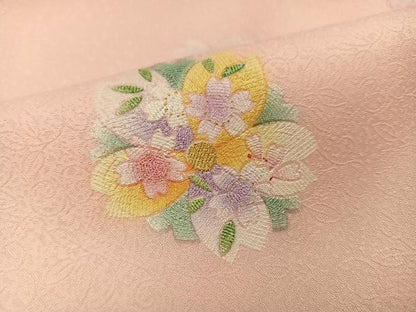 平和屋着物●小振袖 舞桜 暈し染め 金彩 洗える着物 AABJ0057ph