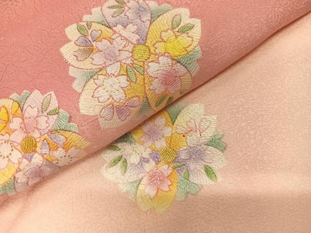 平和屋着物●小振袖 舞桜 暈し染め 金彩 洗える着物 AABJ0057ph