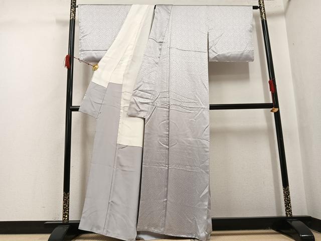 平和屋着物●上質な色無地 霞地紋 絹鼠色 正絹 逸品 未使用 AABJ0058ph