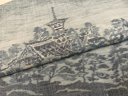 平和屋着物●色留訪問着 紬地 遠山風景樹林文 正絹 逸品 AABJ0059ph