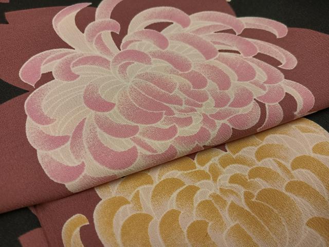 平和屋着物●小振袖 二尺袖 花尽くし 黒地 洗える着物 AABJ0061ph