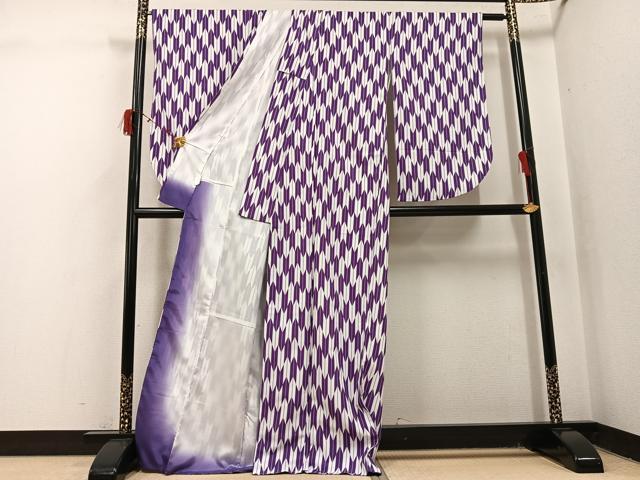 平和屋着物●小振袖 二尺袖 矢羽根文 洗える着物 AABJ0062ph