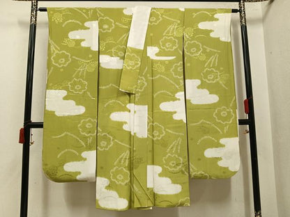 平和屋着物●振袖用長襦袢　袷　絞り　霞花文　広衿仕立て　正絹　逸品　AABJ0071ph