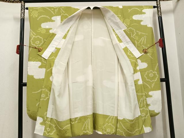 平和屋着物●振袖用長襦袢　袷　絞り　霞花文　広衿仕立て　正絹　逸品　AABJ0071ph