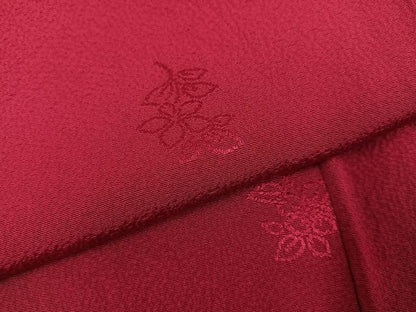 平和屋着物●世界的ファッションデザイナー 山本寛斎 kansaiブランド 振袖 堅牢染 草花地紋 濃紅色 反端付き 正絹 逸品 AABJ0073ph