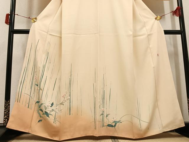 平和屋着物●訪問着　友禅　作家物　枝花文　暈し染め　正絹　逸品　AABJ0074ph