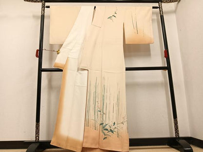 平和屋着物●訪問着　友禅　作家物　枝花文　暈し染め　正絹　逸品　AABJ0074ph