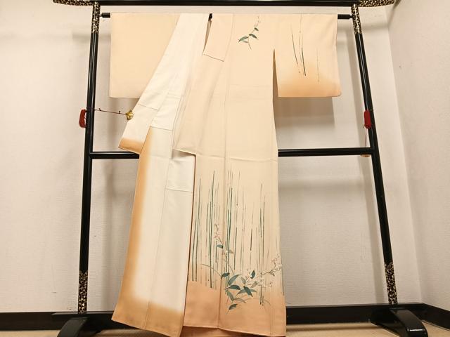 平和屋着物●訪問着　友禅　作家物　枝花文　暈し染め　正絹　逸品　AABJ0074ph