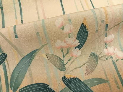 平和屋着物●訪問着　友禅　作家物　枝花文　暈し染め　正絹　逸品　AABJ0074ph