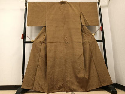平和屋着物●上質な紬　色無地　芝翫茶色　正絹　逸品　未使用　AABJ0076ph