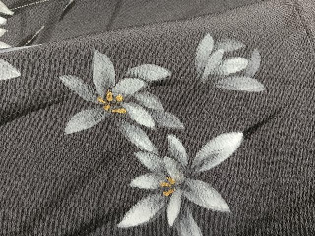 平和屋着物●訪問着　手描き　草花文　金彩　鬼しぼ縮緬　正絹　逸品　AABJ0078ph