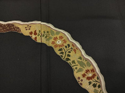 平和屋着物●訪問着　駒刺繍　道長草花文　金彩　ロング丈　正絹　逸品　未使用　AABJ0079ph