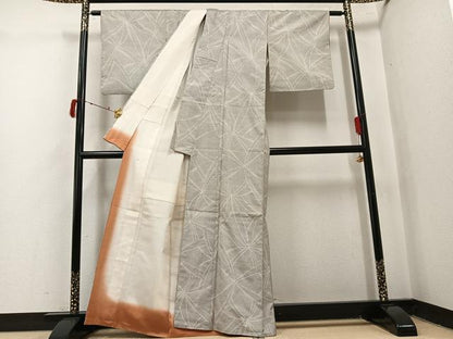 平和屋着物●本場大島紬　白大島　一元7マルキ　花尽くし　正絹　逸品　AABJ0081ph