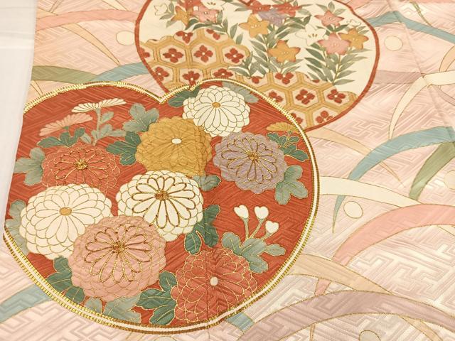 平和屋着物●豪華振袖　駒刺繍　草花文　金彩　正絹　逸品　AABJ0084ph