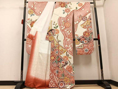平和屋着物●豪華振袖　絞り　草花文　金彩　正絹　逸品　AABJ0085ph