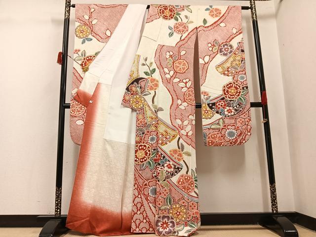平和屋着物●豪華振袖　絞り　草花文　金彩　正絹　逸品　AABJ0085ph