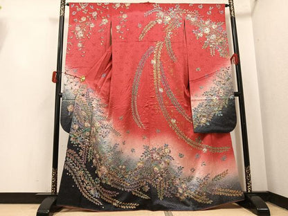 平和屋着物●豪華振袖　絞り　辻が花　金彩　正絹　逸品　AABJ0086ph